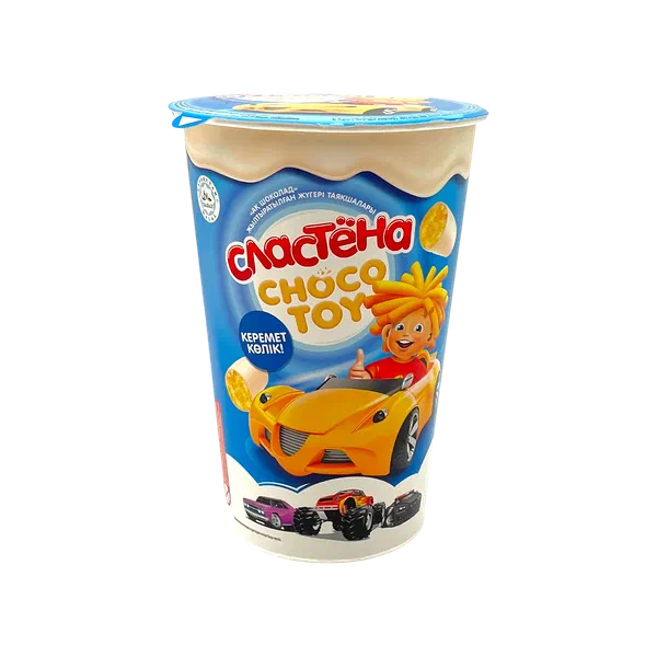 Палочки кукуруз. Сластена Choco Toy Крутые тачки бел.шок 100г