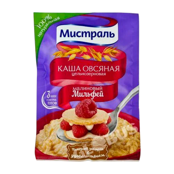 Каша Мистраль овсян малин мильфей 40г